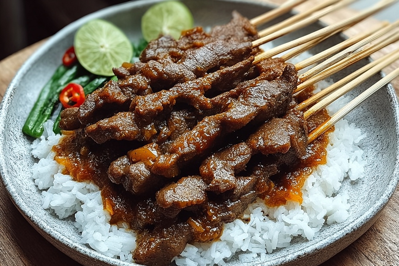 Indonesian Sate Padang Beef Skewers