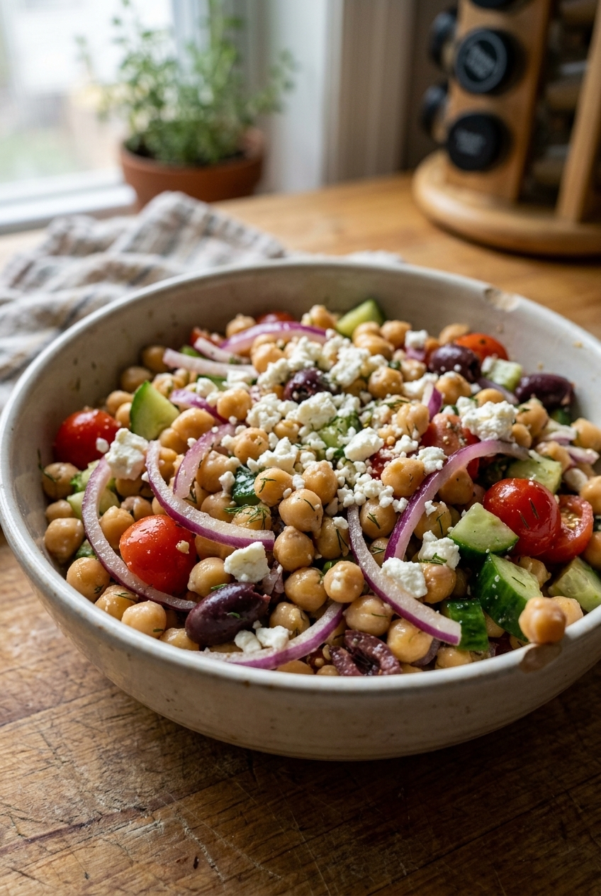 Mediterranean Chickpea Feta Salad