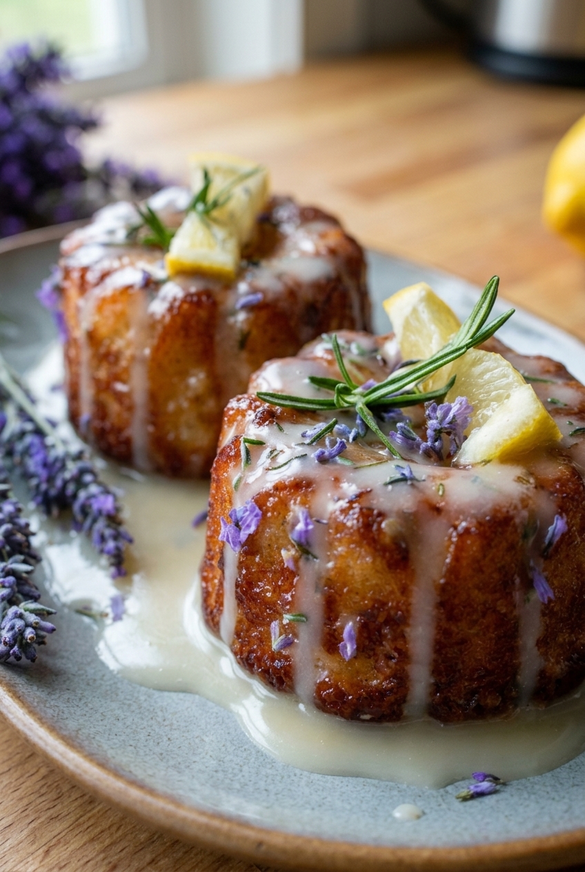 Mini Lemon Cakes With Lavender Glaze