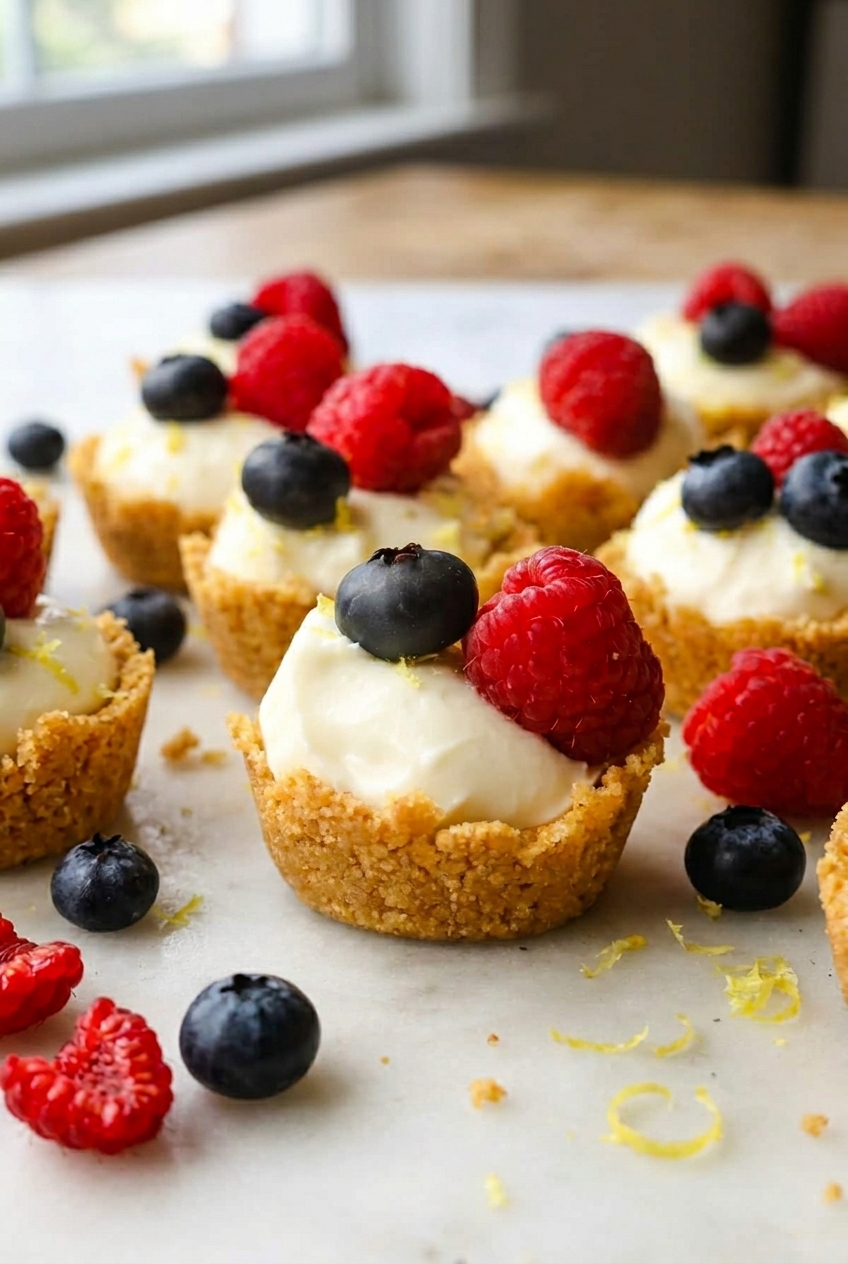 Mini No-Bake Lemon Cheesecake Tarts