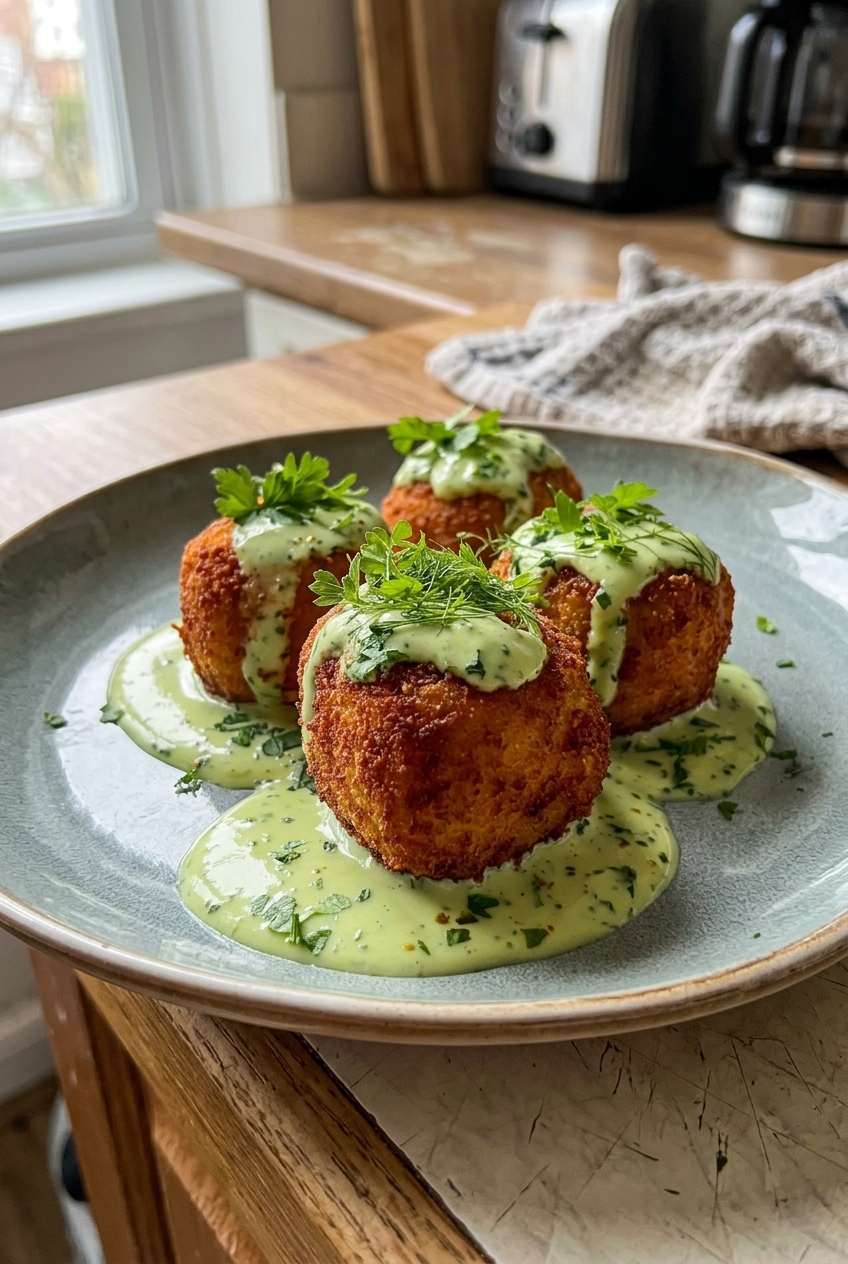 Salmon Balls With Creamy Avocado Sauce