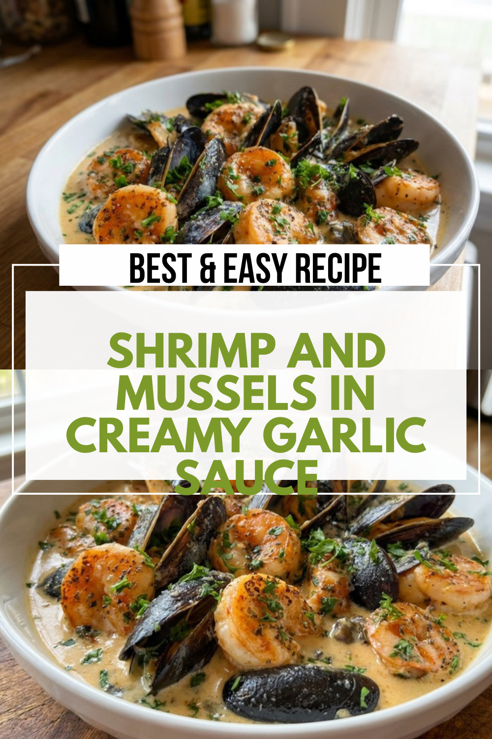 Shrimp And Mussels In Creamy Garlic Sauce