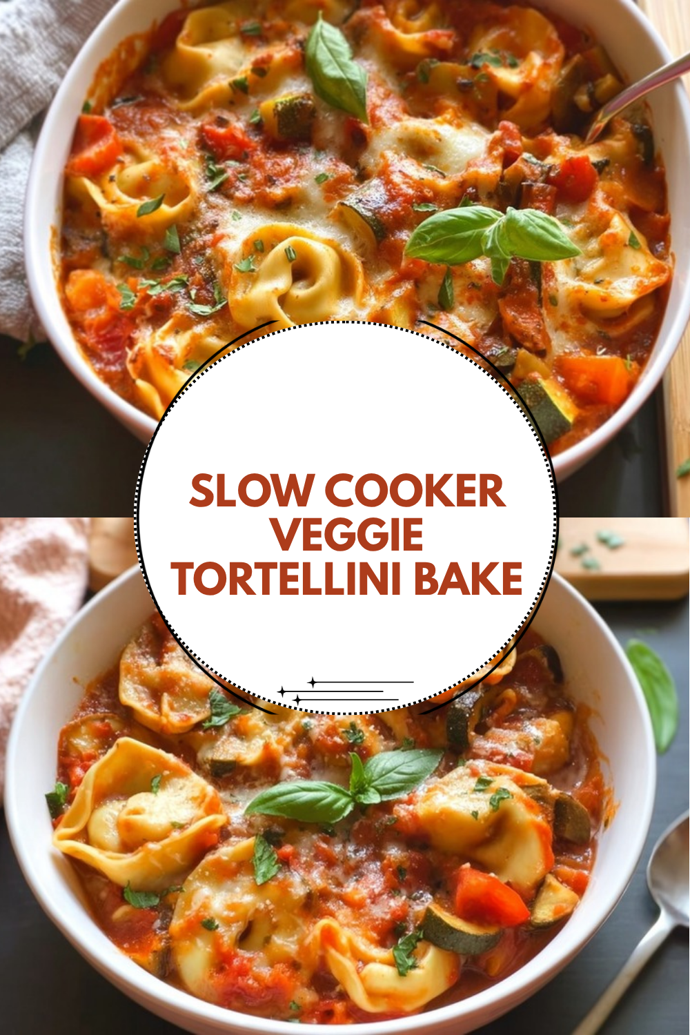 Slow Cooker Veggie Tortellini Bake